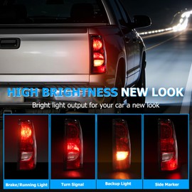 Tail Lights Compatible with 2003-2006 Chevy Silverado 1500 2500 3500HD 1500HD 2500HD, Rear Brake Lamps Right Passenger Side, Red Lens, Bulbs and Wiring Harness Included, GM2800174 GM2801174