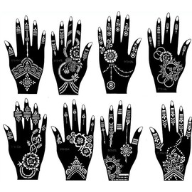 Henna Tattoo Stencils Tattoo Templates 8 Pieces for Hands Set Mahal