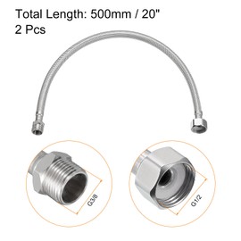 sourcing map 20 Inch Long Faucet Supply Line Connector, 2pcs G3/8 Male Compression Thread x G1/2 Female Straight Thread 304 Stainless Steel Water Supply Hose
