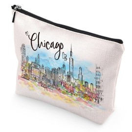 Sitsink Chicago Souvenirs Travel Essentials - Watercolor Chicago City Gifts for Woman, American Souvenirs Gift Makeup Bag for Purse, Travel Essentials Makeup Bags, Homewarming Birthday Gifts