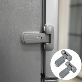 2 Pack Refrigerator Lock for Kids with Adhesive, Child Proof Fridge Locks to Keep Door Closed, RV Refrigerator Door Latch, Freezer Door Lock for Toddlers Dogs and Cats, Easy Installation