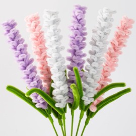 Plush Artificial Lavender Bouquet,Faux Lavender Flowers Bunches for Home Decor,6 Stems Ready to Display,Faux Floral Arrangement for Table Centerpiece,Soft Sensory Gift for Kitchen Office Wedding