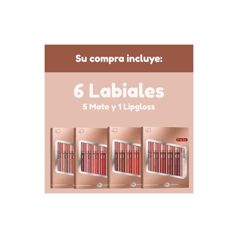 Set 3 Labiales Matte Larga Duración Maquillaje Waterproof Juego de