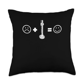 Sitar Instrument Indian Hindustani Music String Instrument Throw Pillow