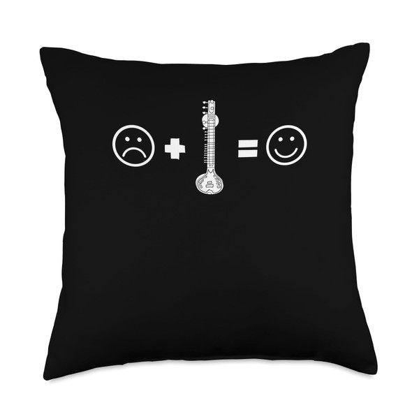 Sitar Instrument Indian Hindustani Music String Instrument Throw Pillow