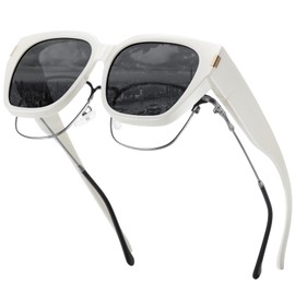 Rmmeey Polarized Sunglasses Fit Over Glasses for Women Men, Oversized Square Wrap-Around Shades with UV400 Protection