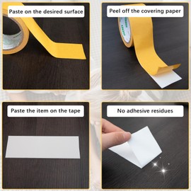 Hoerev 1 Inch x 12 Yards 25mm Carpet Tape Double Sided Removable Rug Tape Heavy Duty, Carpet Pipe Binding Strong Adhesive Tape