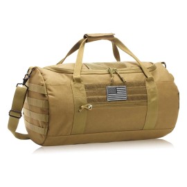 40L Tactical Gym Duffle Bag for Men Heavy Duty Adjustable Strap 3 Way Carry Ideal for Workout Basketball Soccer & Weekend Travelcolor: TAN