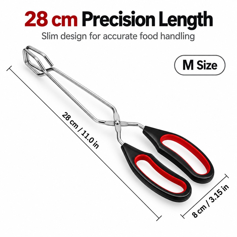 28 cm Stainless Steel BBQ Tongs – Non-Slip Long Handle