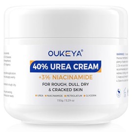 OUKEYA Crema de urea 40 por ciento con 3% de niacinamida, hidratante intensivo para piel agrietada extremadamente seca, áspera en manos, pies, codos y