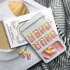24Pcs Yellow French Tip Press on Nails Medium Square Fake