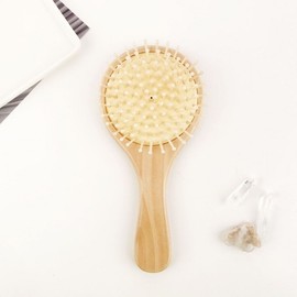 Natural Wood Ball-Tip Round Cushion Brush (Big) 1 Hair Brush