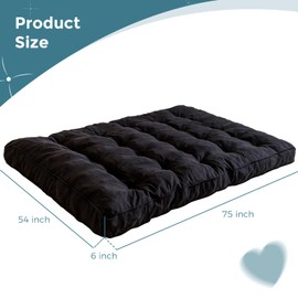 YOSHOOT 6 Inches Futon Mattress Full Size, Thick Futons Sofa Couch Bed, Floor Mattress for Adults, Shredded Foam Filling, Medium Firm(Frame Not Included), Black(54"x75")