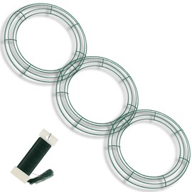 3Pack Green Christmas Wire Wreath Rings 8 inch Metal Wreath Frame,20cm Large Round Wire Wreath Frame with Christmas Wreath Making Wire 22 Gauge,Wedding Garland Ring,Home Supplies DIY Crafts