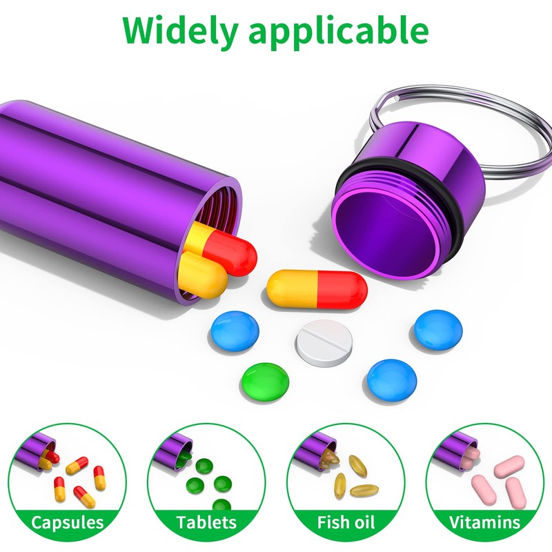Small Portable Pill Case with Keychain(10 Pack), Urekt Waterproof Aluminum