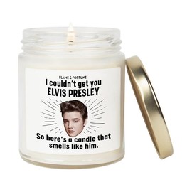 Smells Like Elvis Scented Presley Candle | Elvis Presley Fan Gift | Funny Candle Gift For Birthday | Best Friend Birthday Gift | Soy Wax Scen - Color: Clear, Size: 9oz, Scent: Unscented