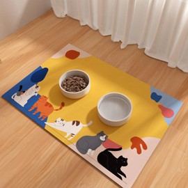 BLESWIN Pet Feeding Mats 16"x24", Water Absorbing Mat for Dog Bowl, Water Bowl Mat for Dogs Waterproof, Non Slip Mat for Dogs, Dog Water Bowl Mat for Messy Drinkers, Cat Mat for Food and Water, Cat