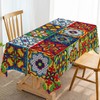 Hafangry Mexican Talavera Ceramic Tile Tablecloth Rectangle Table Cover for