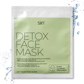 siin Detox Face Mask, Pack of 5, Cloth Mask for Deep Pore Cleansing, Cleans and Detoxifies the Skin, Detox Charcoal Cloth Mask for Face and Neck, Reduces Skin Redness, Unisex Cloth Mask