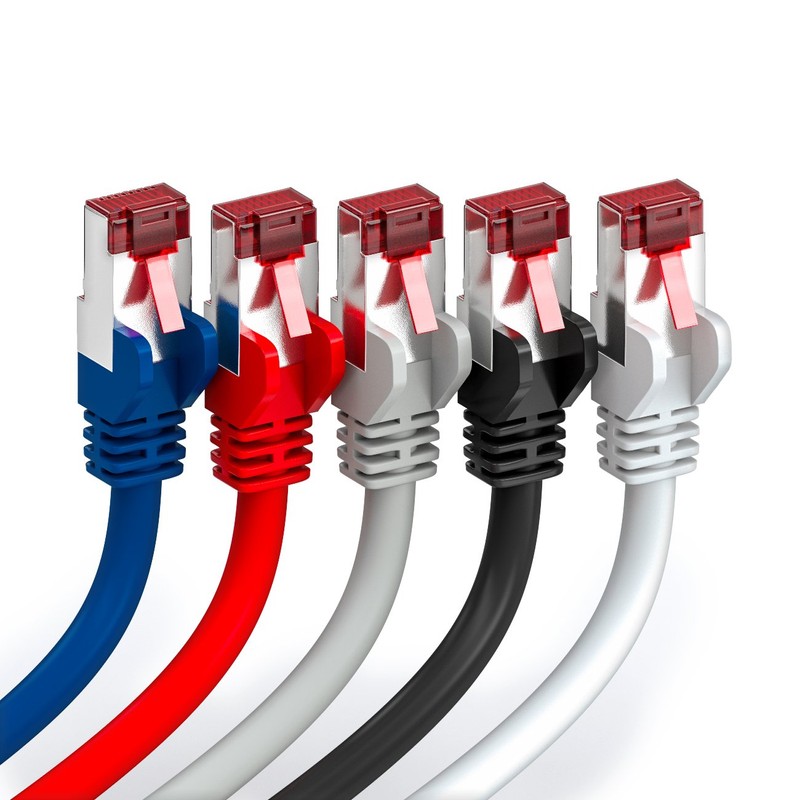 deleyCON 5x 0,5m CAT6 Patchkabel S/FTP PIMF Schirmung CAT-6 RJ45