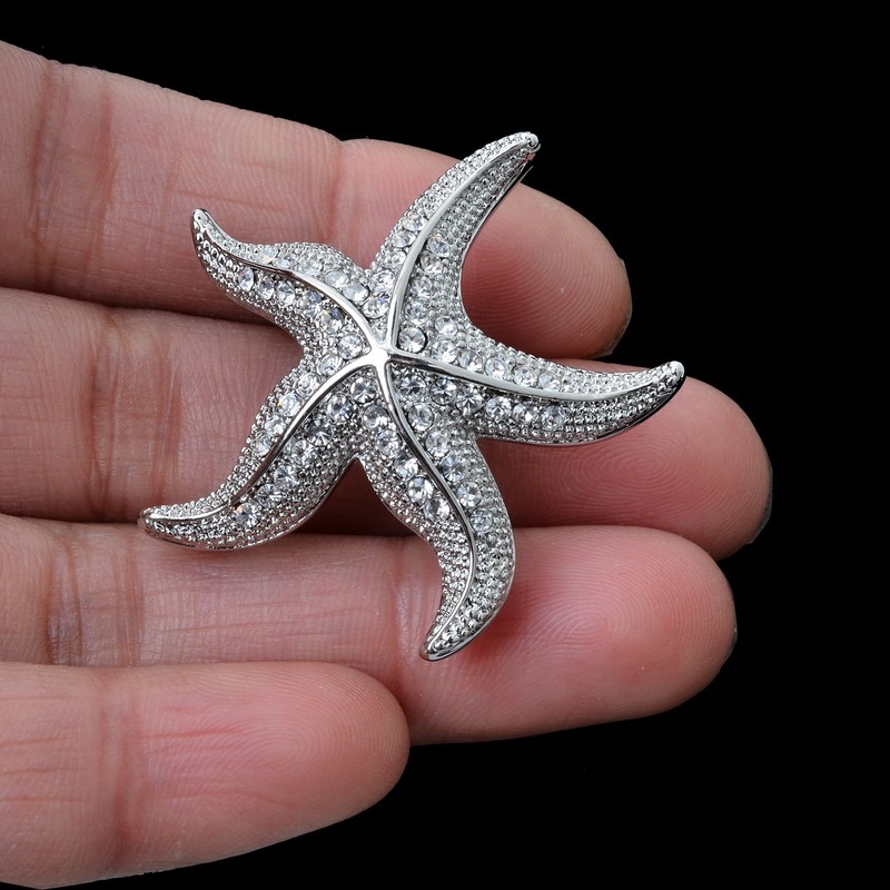 OBONNIE Broche de perlas de estrella de mar de cristal
