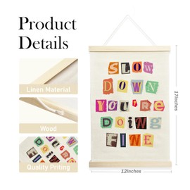 NQDWX Inspirational Quote Slow Down You’re Doing Fine Music Posters,Mental Health Canvas Hanging Flag Poster Hanger Frame For Home Bedroom Kids Room Nursery Toddler Room 12x17 Inches.(009)