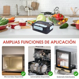 TXG Fiambreras con 3 Compartimentos y Cubiertos,1500ml, con Cuchara y Tenedor, Portátil Sellada Crisper Caja de Almuerzo, Adecuado para el Público, Se Puede Calentar y Refrigerar (Azul)