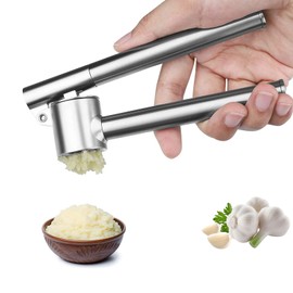 Garlic Press Garlic Mincer & Crusher Stainless Steel Garlic Press Set for Kitchen with Brush & Peeler, Kitchen for Garlic, Garlic Presser Easy to Clean Easy Squeeze Rust Proof (Small A - Single)