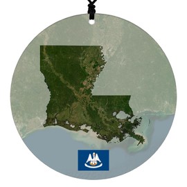 Louisiana Christmas Ornament - Festive Design Featuring Aerial State Map and State Flag - 2024 Acrylic Tree Decoration - Holiday Gift and Home Decor