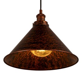 13.77" Farmhouse Pendant Light, Rustic Copper Pendant Light Fixture Hanging for Kitchen Island, Ceiling Lamp Antique Painted Copper Finish Light