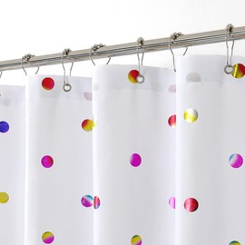 White Shower Curtain for Bathroom Colorful Gradient Polka Dots Patterns Metallic Printed Water- Resistant Winter Holiday Shower Curtain Boho Soft Microfiber Fabric Shower Curtain 70" x 84" L