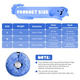 Inflatable Collar for Pets, Dog Protective Collar Collar, Inflatable Pet Collar, Soft Adjustable Comfortable Collar for Dogs and Cats Recovery After Surgery, Anti-Bite/Lick (M)