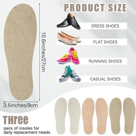 Velmitten 3 Pairs Sockless Shoe Liner No Show Socks Washable Barefoot Shoe Insert Insoles Women Man(Beige, Khaki, Matcha)
