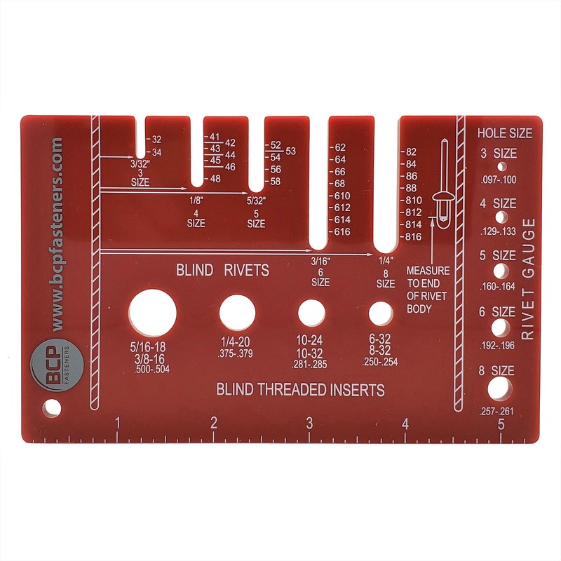Rivet, Drill Bit, & Screw Thread Combo Fastener Gauge |