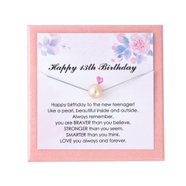 JoyMade 13th Birthday Gift: S925 Sterling Silver Pink Pearl Necklace - A Sweet Gift for 13-Year-Old Girls Birthday, Adjustable Length - Trendy 2024 Perfect Teen Gift!
