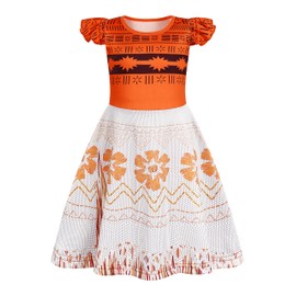 Jurebecia Girls Nightgowns Princess Nightdress Flutter Sleeves Nightie Dress Pajamas Sleepwear Night Gown for Kids Size 9-10 Orange