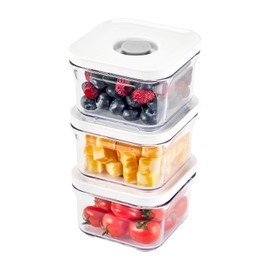 VAKUEN Premium Airtight Food Storage Containers, Mini Square 3pc/set(0.32qt), Smart One-Click Seal Lid, No Hinges, 100% Leak Proof, BPA-FREE, Dishwasher, Freezer & Microwave Safe
