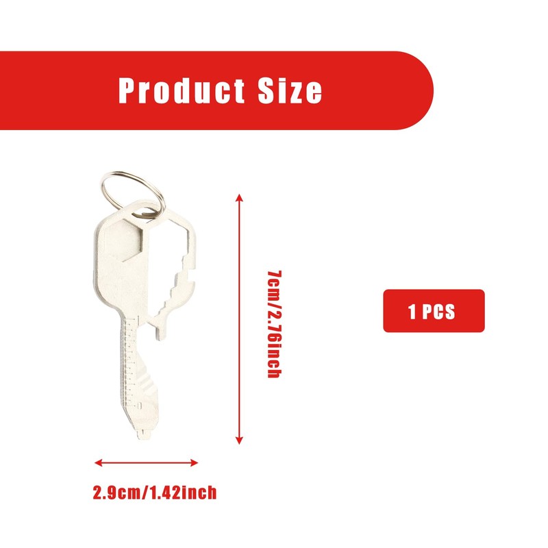 Bojueshaw 24-in-1 Multi Tool,Portable Stainless Steel Key Shaped Pocket Tool,Outdoor