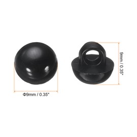HARFINGTON - 50 botones de plástico de 0.35 pulgadas (9 mm), botón de costura redondo abovedado, accesorios de costura con vástago para chamarra, chamarra, camisa, vestidos de boda, color negro