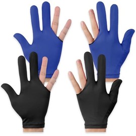 2 Pairs Billiard Gloves Billiard Room Professional Breathable Elastic High-End Unisex Triple Finger Gloves for Left and Right Hand