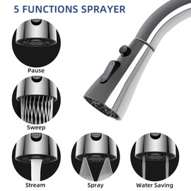 NTOEJA 304 Stainless Steel Pull Down Kitchen Faucet with 4-Spray Modes, 360° Swivel & Quick-Reset Spray Head