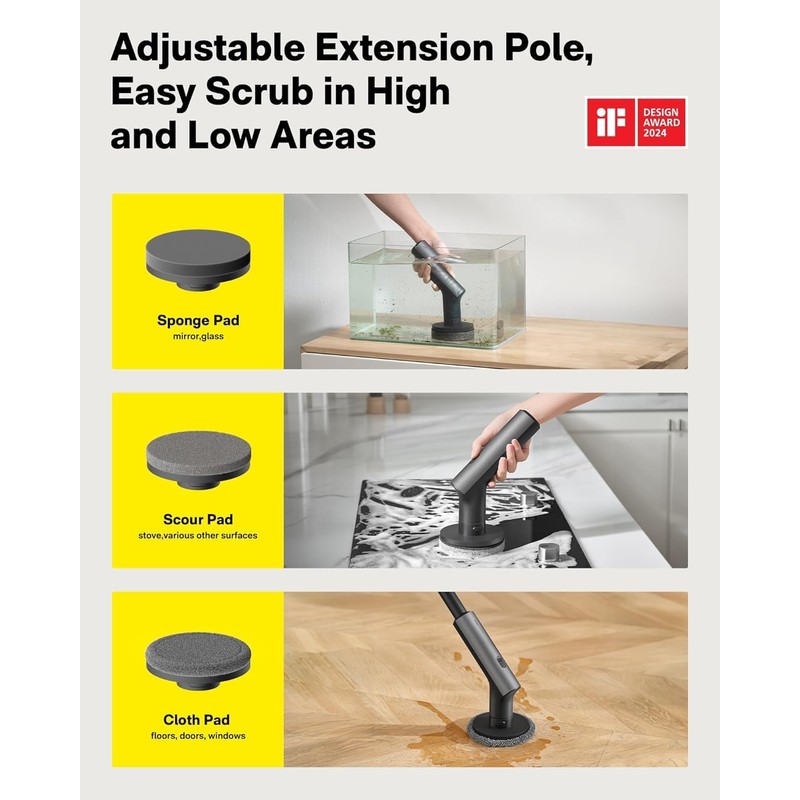 HOTO 3 Pcs Replacement Pads for Cordless Spin Scrubber, Suitable