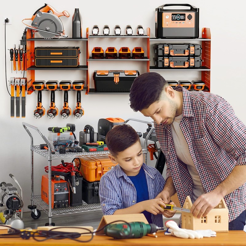 Xankzi Power Tool Organizer with Charging Station Wall Mount, 3