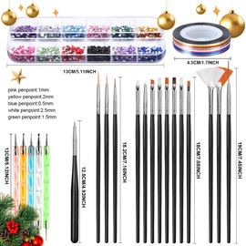 Teenitor Nail Art Kit Nail Art Tools, Nail Design Kit with Nail Art Brushes, Nail Tape Nail Gems Rhinestones, Nail Dotting Tools Nail Foil, Butterfly Nail Design Tools for Nail Art Supplies