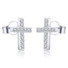 AoedeJ Cross Stud Earrings Sterling Silver Cubic Zirconia Religious Cross