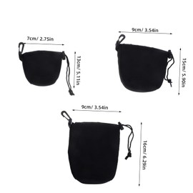 TEHAUX 3pcs Neoprene Camera Lens Storage Bags Drawstring Lens Protectors for Mirrorless DSLR Cameras Moisture Dirt Resistant Pouches Small Medium Large