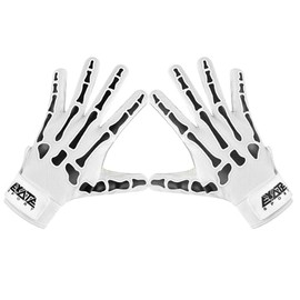 Exote Skeleton Baseball and Softball Batting Gloves for Men Women Youth & Adult Sizes -Long Cuff Breathable Leather Baseball Batting Gloves with Extra Grip (White, Youth Medium)
