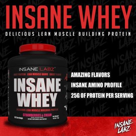 Insane Labz Insane Whey,100% Muscle Building Whey Isolate Protein, Post Workout, BCAA Amino Profile, Mass Gainer,Meal Replacement, 5lbs, 60 Srvgs, Chocolate Peanut Butter