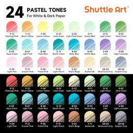 Shuttle Art Colored Pens, 24 Pastel Tone Colors Cute Journal Pens 0.6mm Fine Point Colored Gel Pens for Black Paper Adult Coloring Writing Drawing Journaling Note Taking School Office Home
