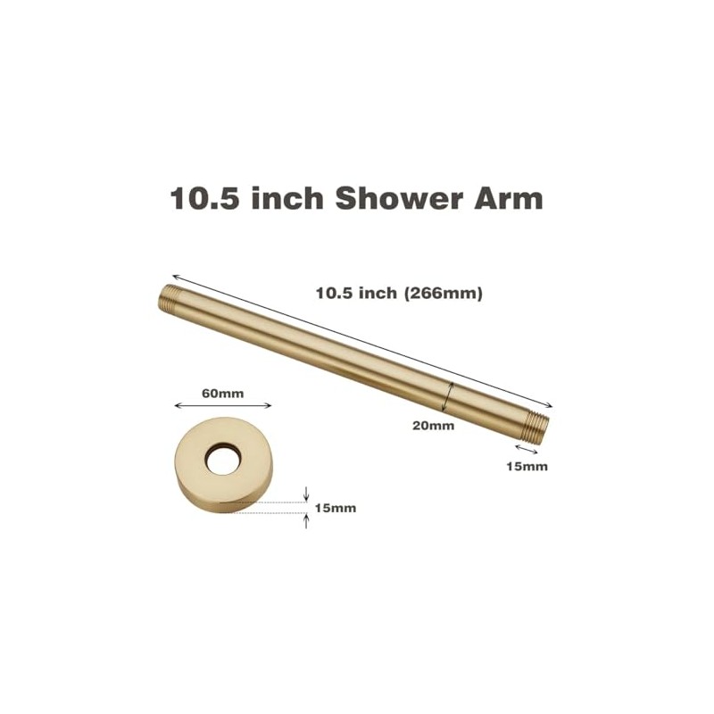 10 Inches Ceiling Mount Shower Arm and Flange, Champagne Bronze
